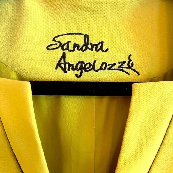 Sandra Angelozzi vintage chartreuse cap sleeve blazer jacket - Picture 6 of 11